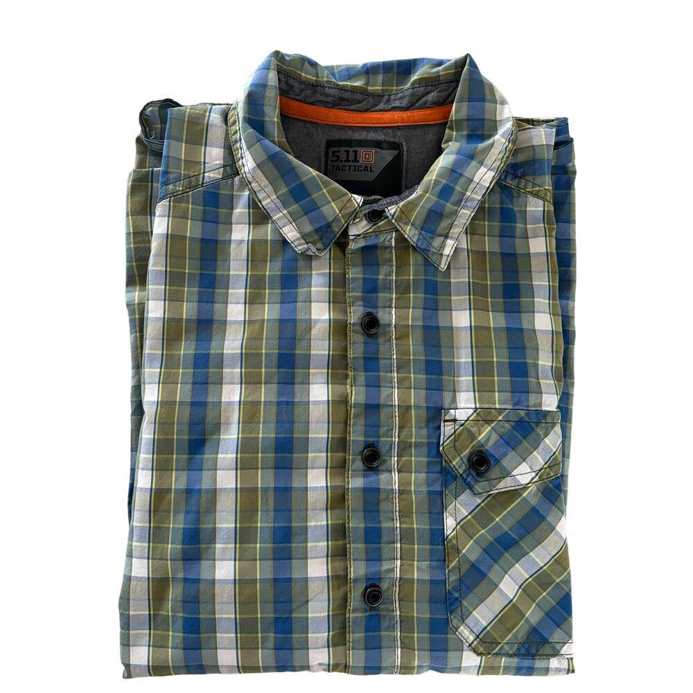 5.11 Tactical Short Sleeve Shirt  Men's Small Single‎ Flex Covert Plaid Fatigue